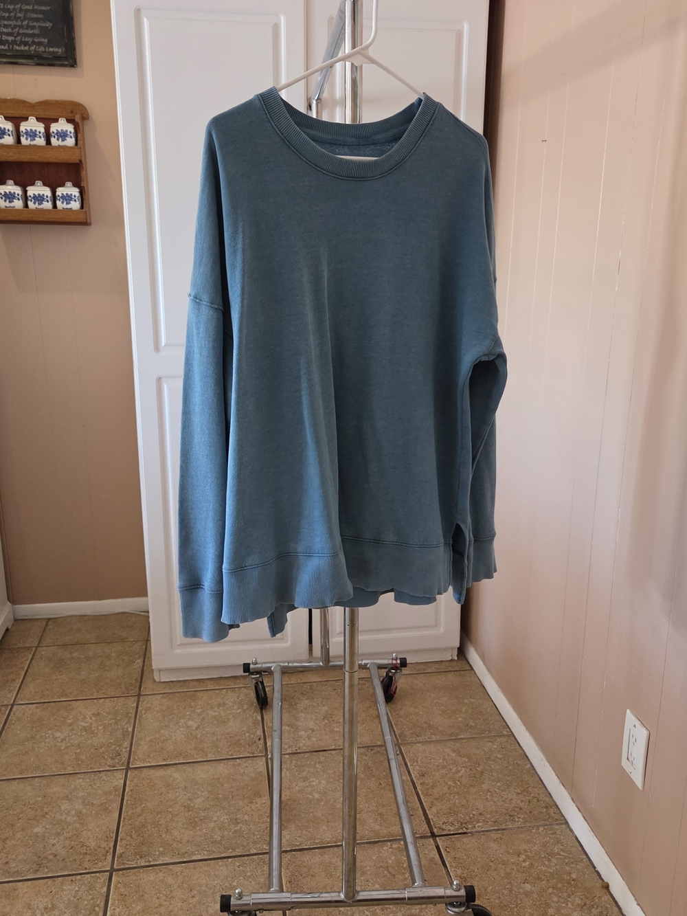 Casual Oversized Crewneck Sweatshirt - Dusty Teal